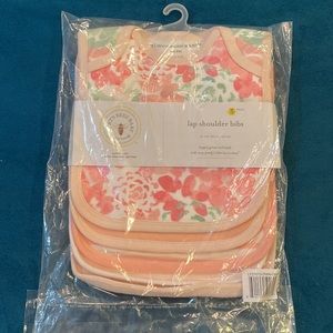 🧡💜 NWT Burt’s Bees Baby Lap Shoulder Bibs in Organic Cottob
